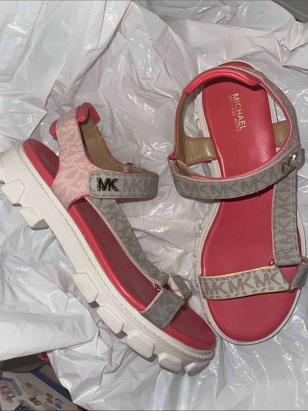Michael Kors Woman Ridley MK Logo Print Sandals 8.5M